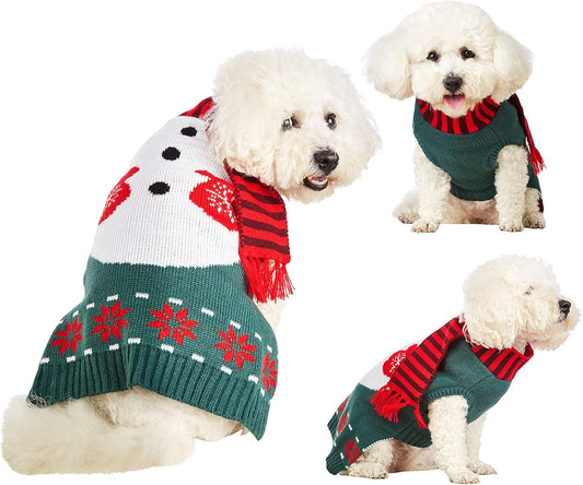 Dog Christmas Sweater - Knitted Snowman Soft Comfortable Pet Clothes Winter New Year