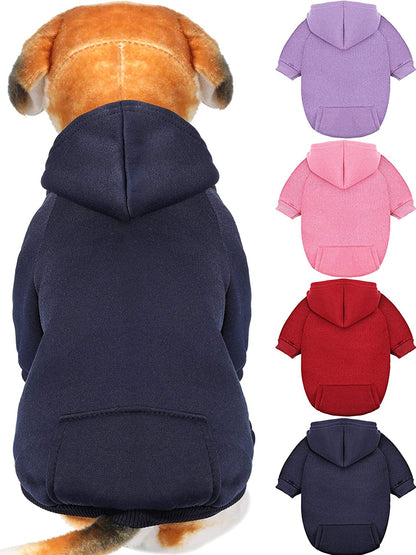 4 Pieces Small Dog Sweaters Dog Hoodie Clothes with Hat for Small Dogs - Pet Winter Clothes