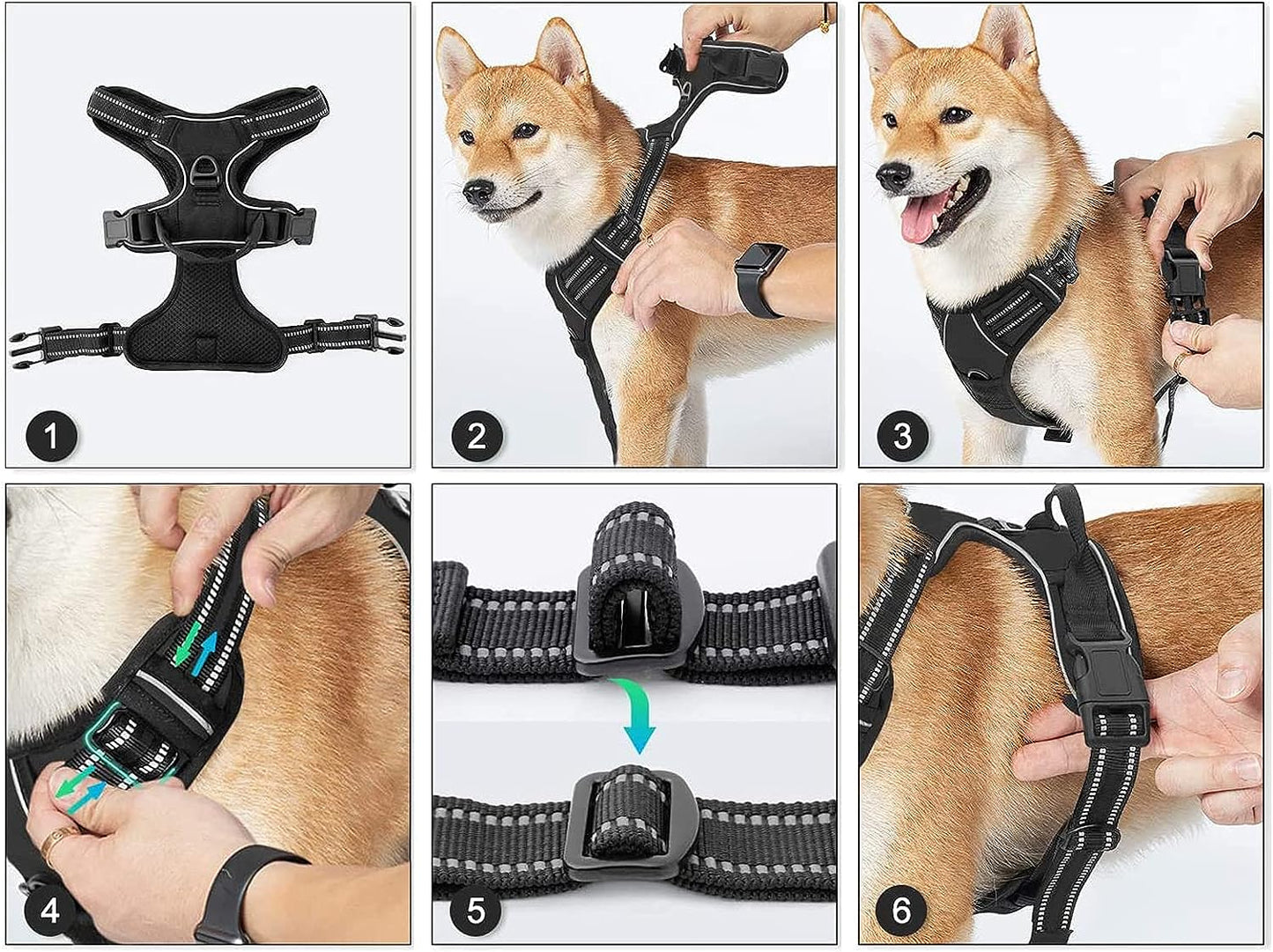 No Pull Light up Dog Harness, 3 Light Modes with Control Handle and Reflective Strap, Adjustable Breathable Dog Vest