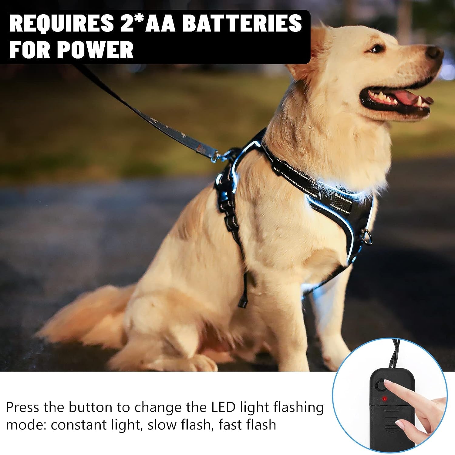 No Pull Light up Dog Harness, 3 Light Modes with Control Handle and Reflective Strap, Adjustable Breathable Dog Vest