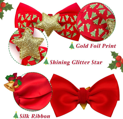 2 Pack Christmas Cat Collar with Bells Christmas Cat Bowtie 