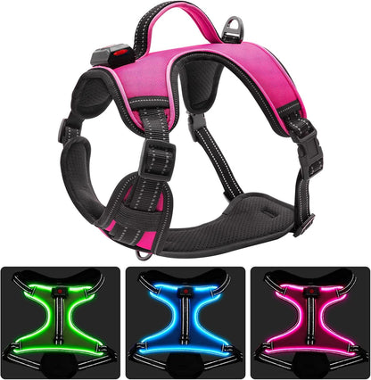 LED Dog Harness - Durable and Adjustable Reflective Light-Up Harness for Small, Medium, and Large Dogs 