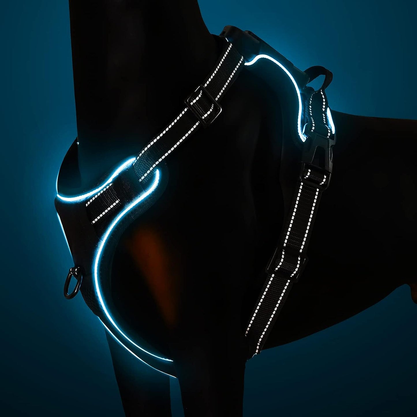 No Pull Light up Dog Harness, 3 Light Modes with Control Handle and Reflective Strap, Adjustable Breathable Dog Vest