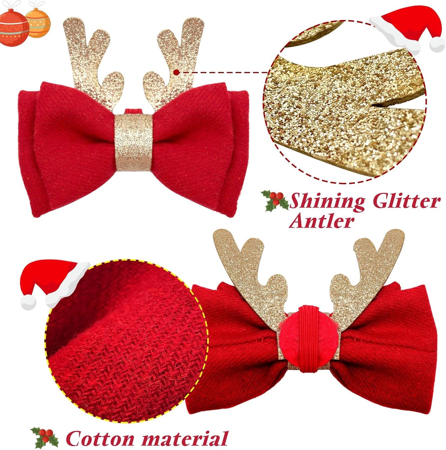 2 Pack Christmas Cat Collar with Bells Christmas Cat Bowtie 