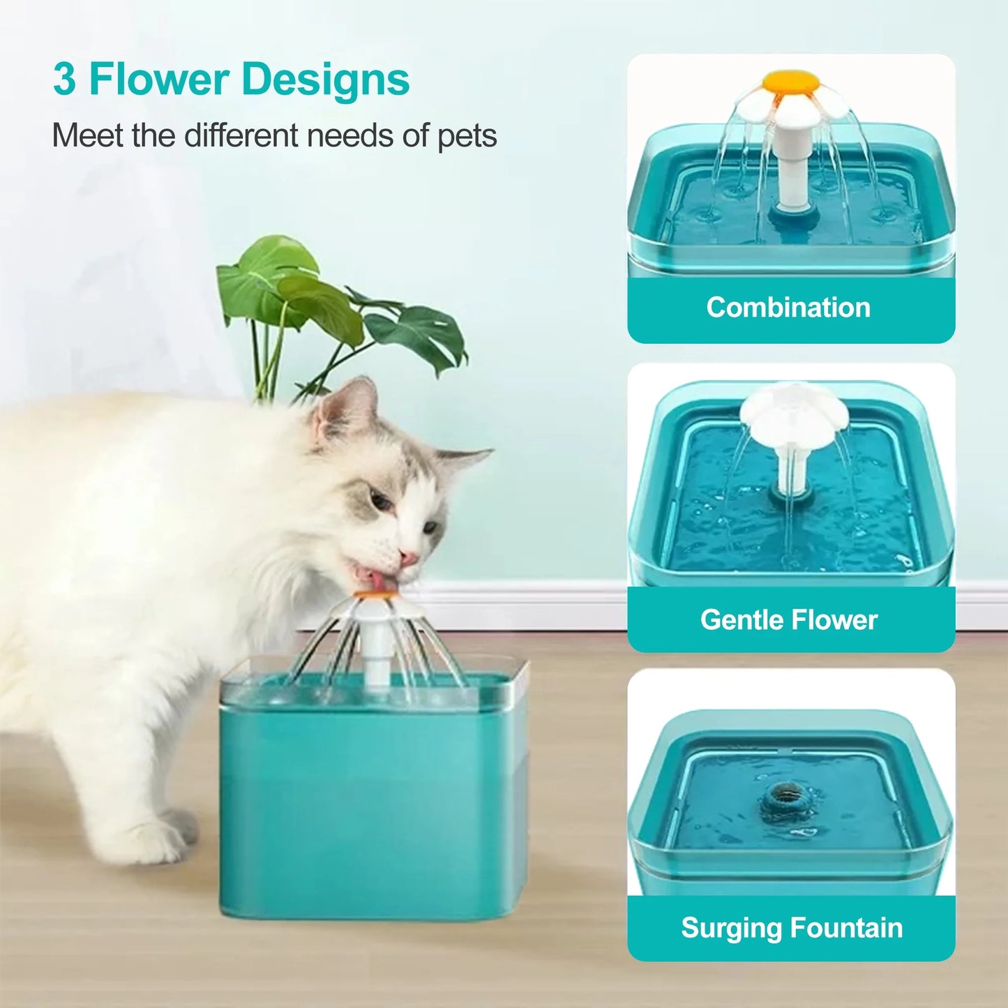 67Oz/2L Automatic Cat Water Fountain - Pet Water Fountain-Dispenser 