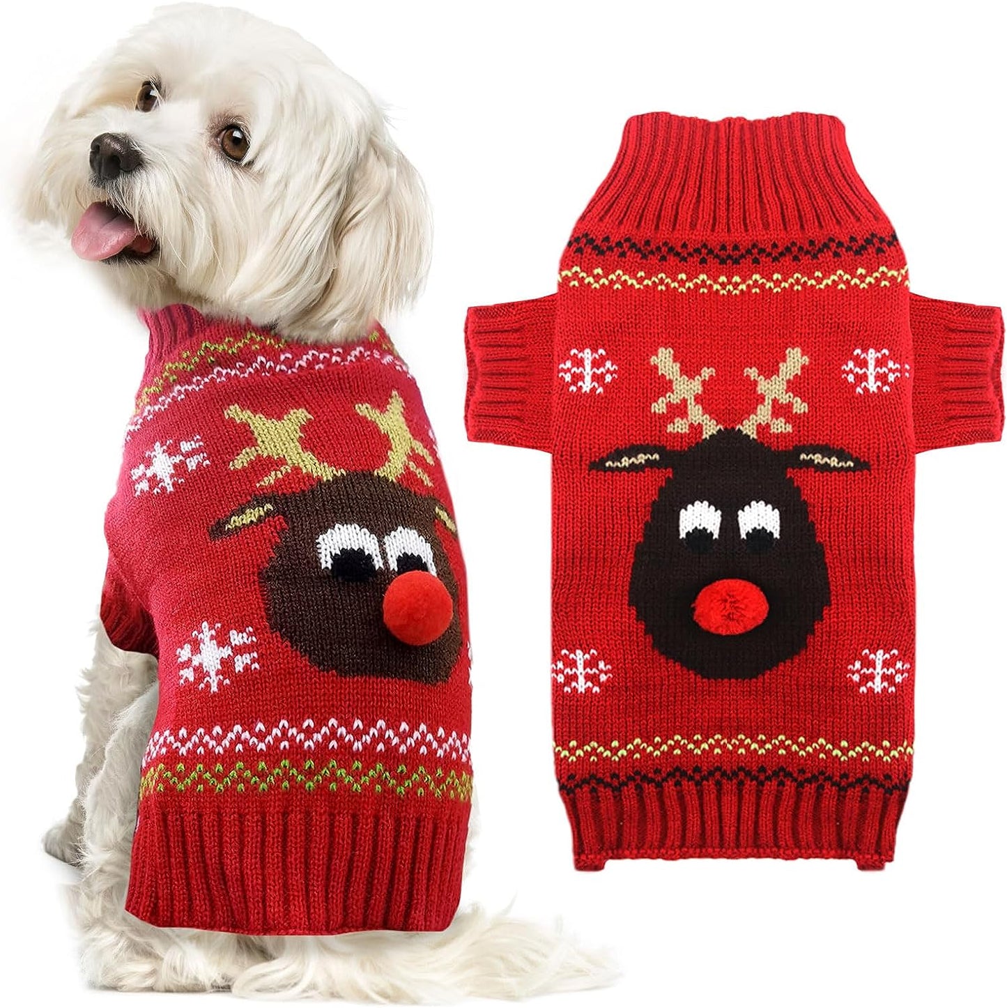 Ugly Christmas Dog Sweater Reindeer Xmas Dog Outfits -  Pet Dog Holiday Costume